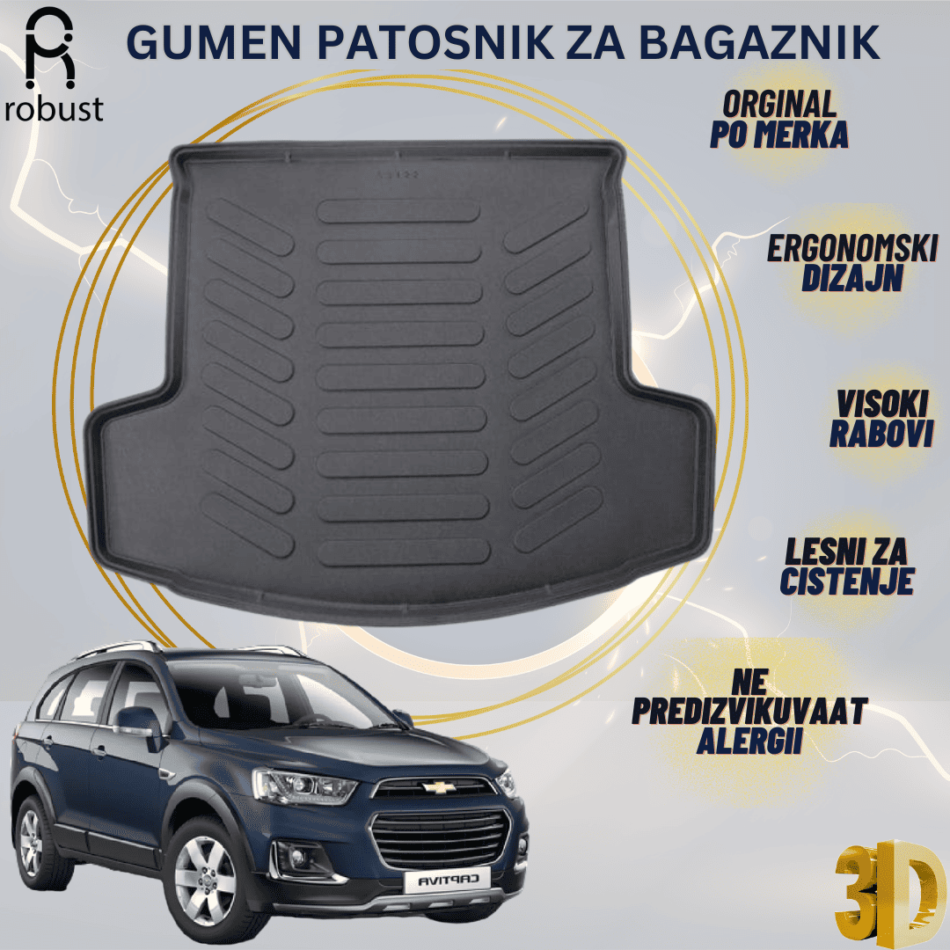 www.samad.mk-3D gumen patosnik za bagaznik za Chevrolet Captiva 2007-2015 Korito za gepek Robust za site vremenski uslovi