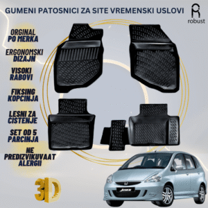 www.samad.mk-3D gumeni patosnici za Honda Jazz 2002-2008 Patosnici Robust za site vremenski uslovi