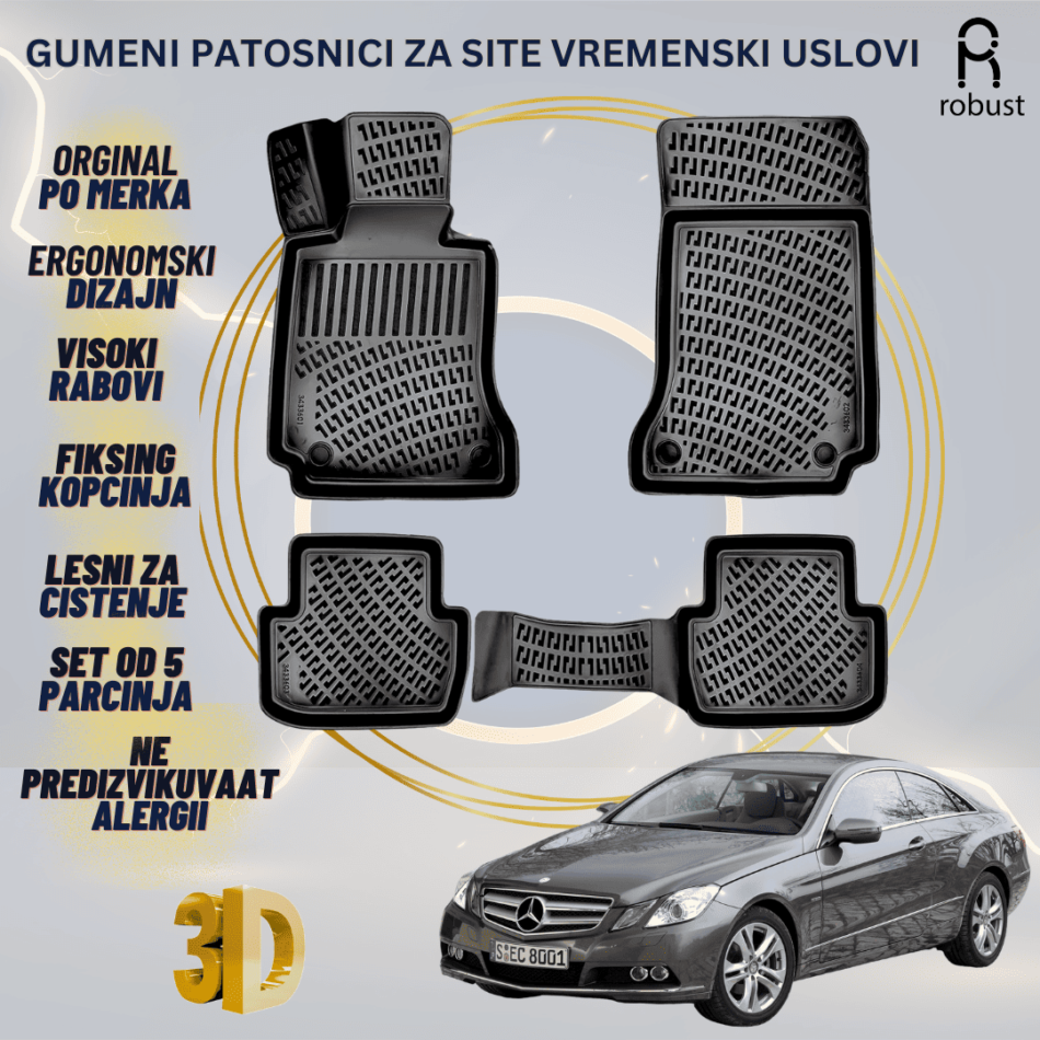 www.samad.mk-3D gumeni patosnici za Mercedes-Benz E-Class C207 Coupe 2010-2017 Patosnici Robust za site vremenski uslovi