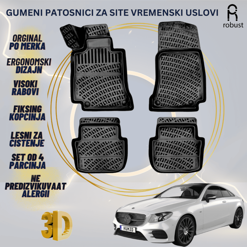 www.samad.mk-3D gumeni patosnici za Mercedes-Benz E-Class C238 Coupe 2017 Patosnici Robust za site vremenski uslovi