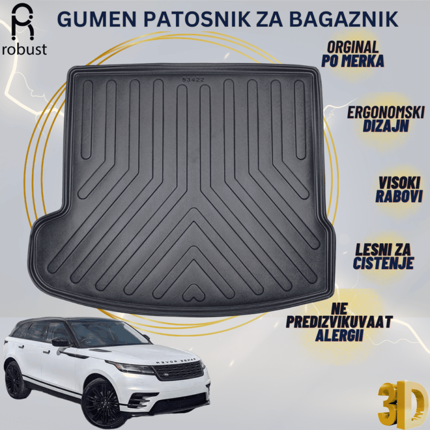 www.samad.mk-3D gumen patosnik za bagaznik za Range Rover Velar 2017- Korito za gepek Robust za site vremenski uslovi