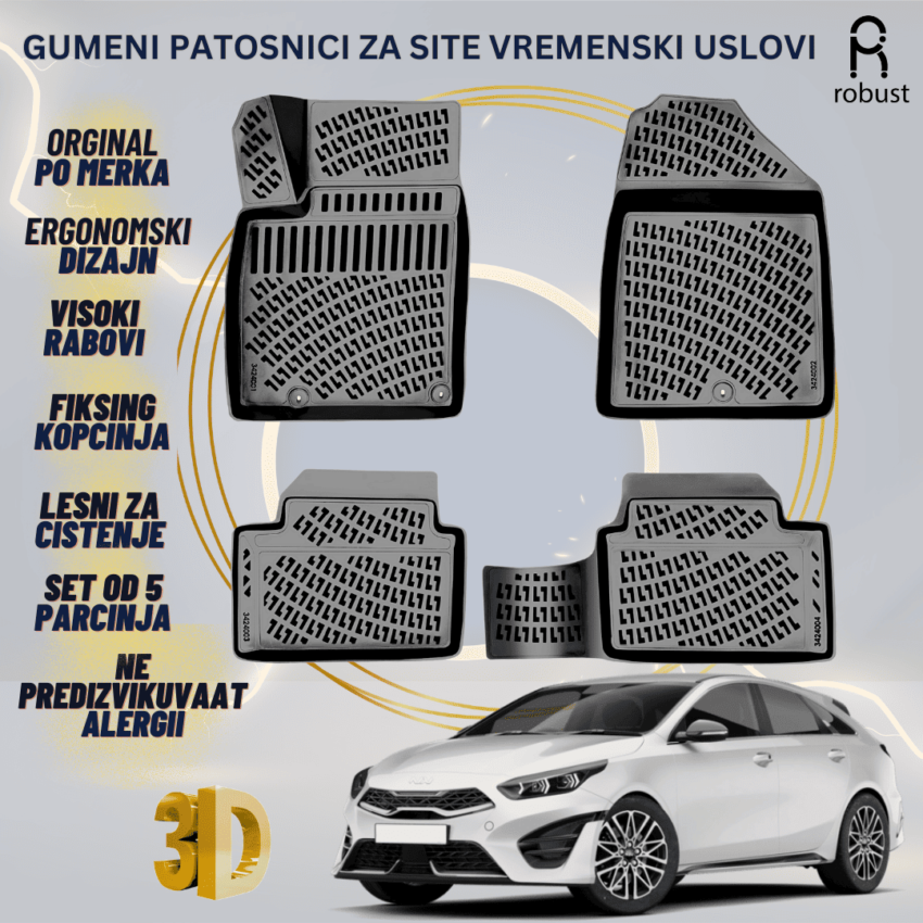 www.samad.mk-3D gumeni patosnici za Kia ProCeed 2019- Patosnici Robust za site vremenski uslovi