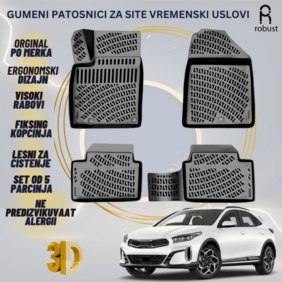 www.samad.mk-3D gumeni patosnici za Kia XCeed 2019- Patosnici Robust za site vremenski uslovi