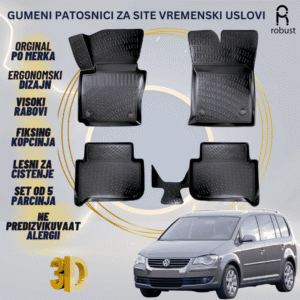 www.samad.mk-3D gumeni patosnici za Volkswagen Touran МК1 2006-2010 FL Patosnici Robust za site vremenski uslovi
