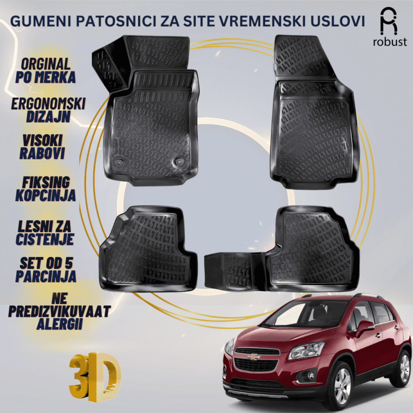 www.samad.mk-3D gumeni patosnici za Chevrolet Trax 2013-2017 Patosnici Robust za site vremenski uslovi