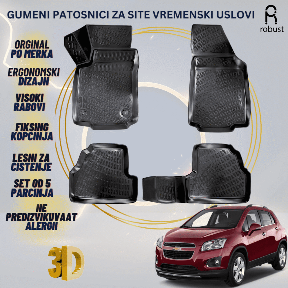 www.samad.mk-3D gumeni patosnici za Chevrolet Trax 2013-2017 Patosnici Robust za site vremenski uslovi