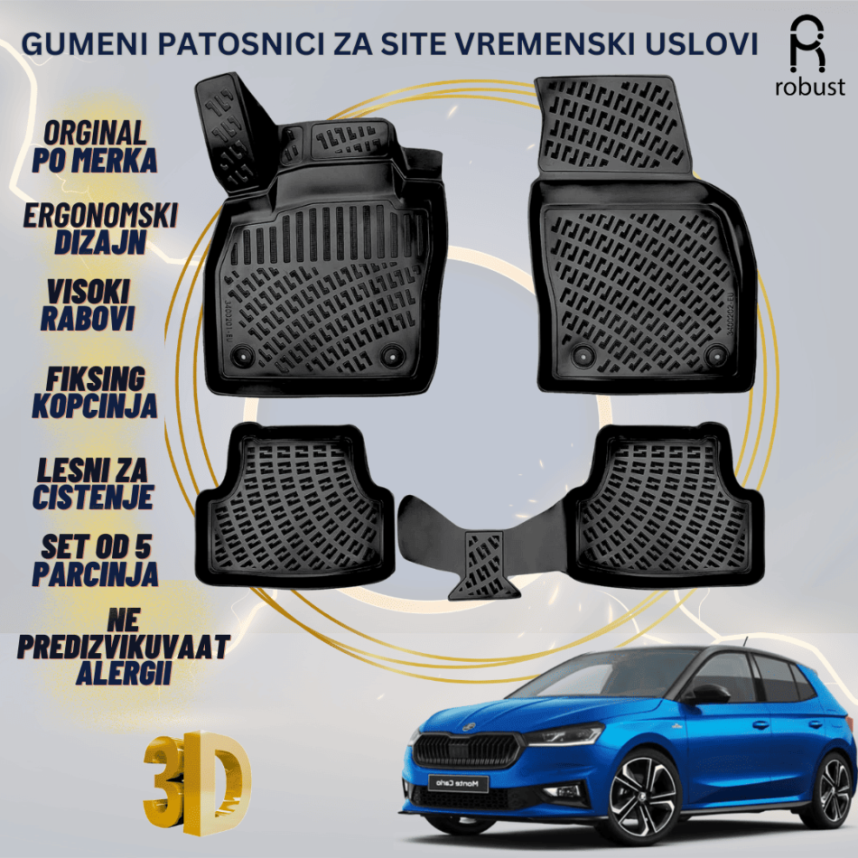 www.samad.mk-3D gumeni patosnici za Skoda Fabia 2021- MK4 Patosnici Robust za site vremenski uslovi (1)