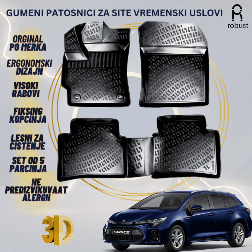 www.samad.mk-3D gumeni patosnici za Suzuki Swace station wagon 2020- Hybrid Patosnici Robust za site vremenski uslovi