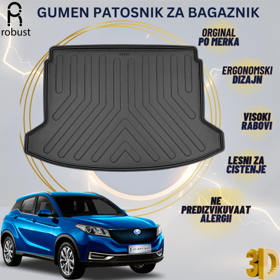 www.samad.mk-3D gumen patosnik za bagaznik za DFSK Seres 3 2021- Korito za gepek Robust za site vremenski uslovi