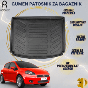 www.samad.mk-3D gumen patosnik za bagaznik za Fiat Grande Punto 2006-2012 Korito za gepek Robust za site vremenski uslovi