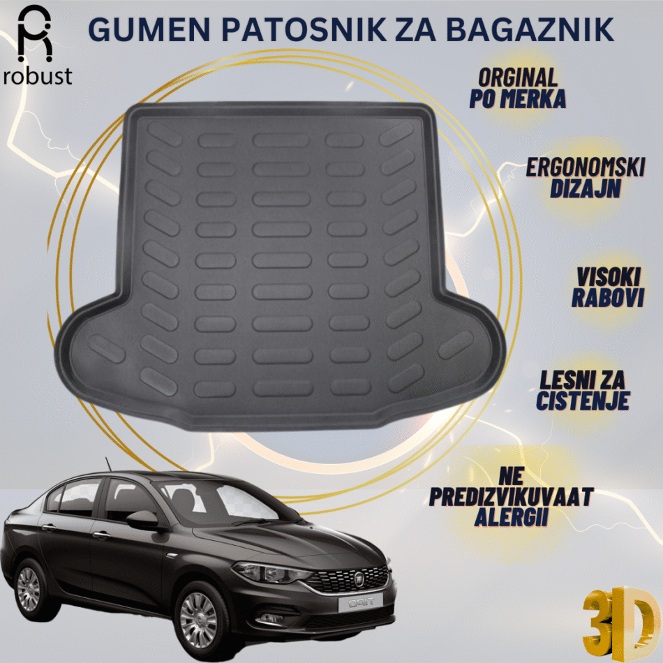 www.samad.mk-3D gumen patosnik za bagaznik za Fiat Tipo Sedan 2015 - Korito za gepek Robust za site vremenski uslovi