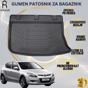 www.samad.mk-3D gumen patosnik za bagaznik za Hyundai I30 2007-2012 HB Korito za gepek Robust za site vremenski uslovi