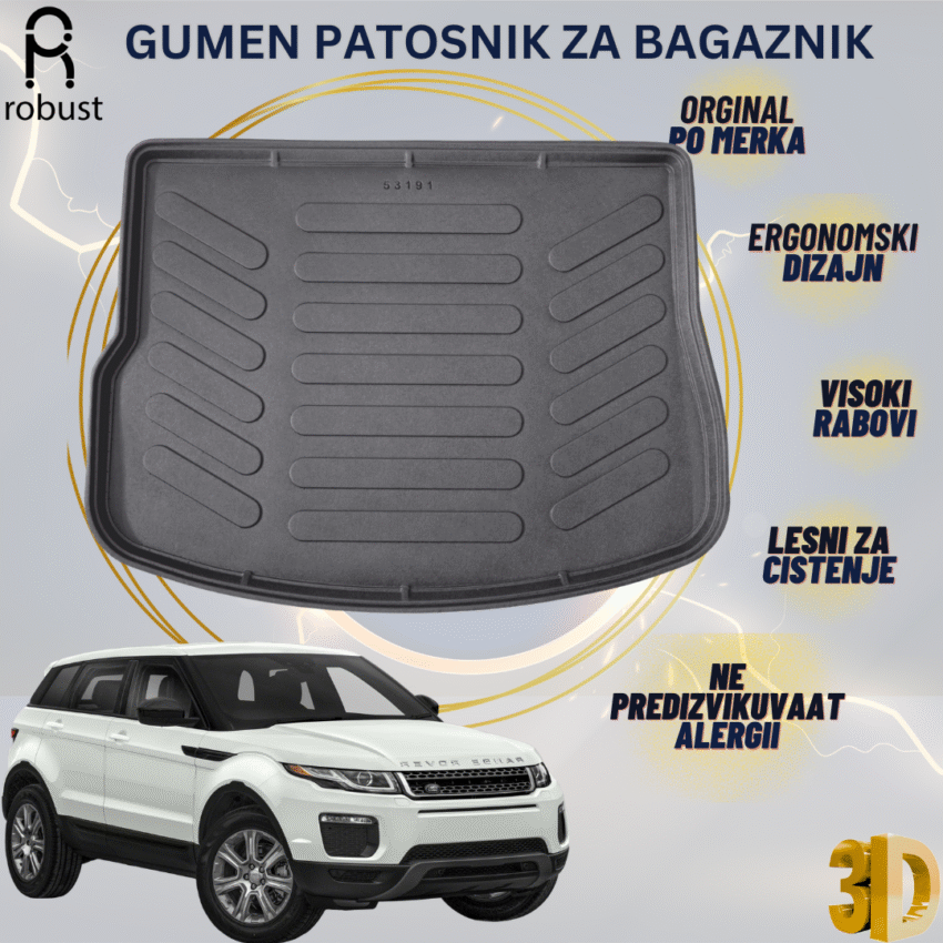 www.samad.mk-3D gumen patosnik za bagaznik za Land Rover Range Rover Evoque (L538) 2011-2018 Korito za gepek Robust za site vremenski uslovi