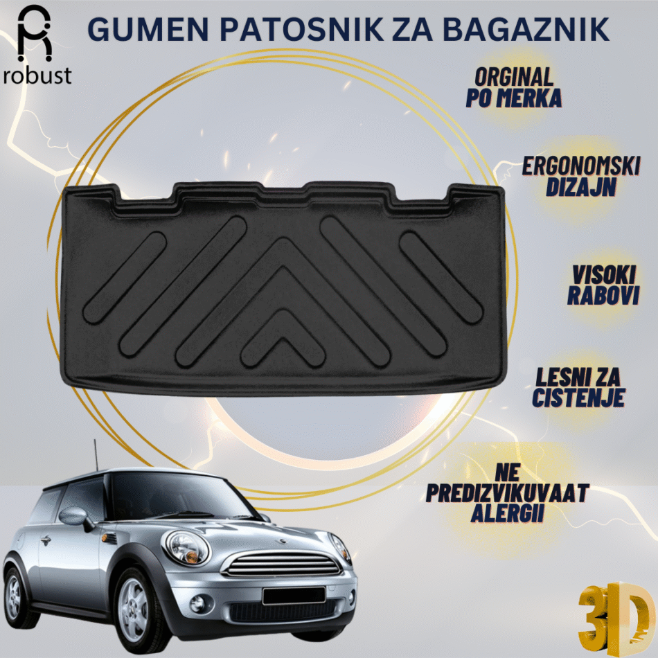 www.samad.mk-3D gumen patosnik za bagaznik za Mini Cooper R56 2006-2013 Korito za gepek Robust za site vremenski uslovi