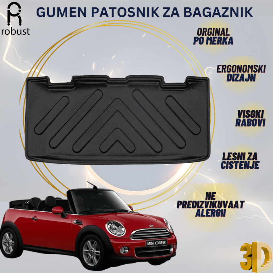 www.samad.mk-3D gumen patosnik za bagaznik za Mini Cooper R57 2009-2015 Korito za gepek Robust za site vremenski uslovi