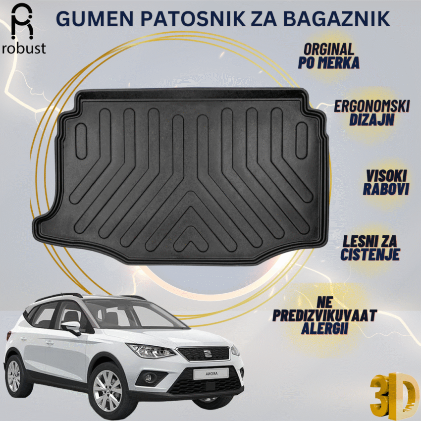 www.samad.mk-3D gumen patosnik za bagaznik za Seat Arona cargo tray in lower 2017- Korito za gepek Robust za site vremenski uslovi