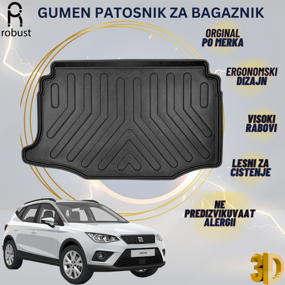 www.samad.mk-3D gumen patosnik za bagaznik za Seat Arona cargo tray in lower 2017- Korito za gepek Robust za site vremenski uslovi