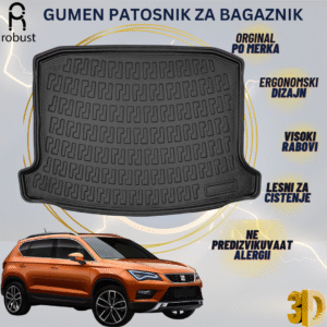 www.samad.mk-3D gumen patosnik za bagaznik za Seat Ateca Lower boot (without adjustable boot floor) 2016- Korito za gepek Robust za site vremenski uslovi