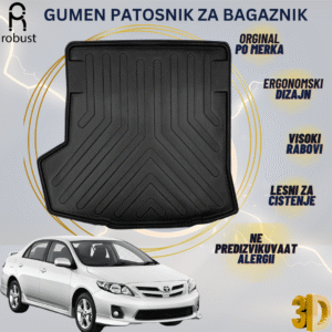 www.samad.mk-3D gumen patosnik za bagaznik za Toyota Corolla 2006-2012 MK10 Korito za gepek Robust za site vremenski uslovi