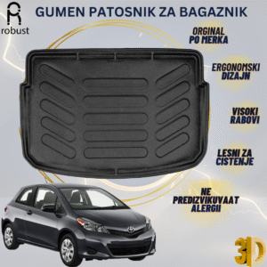 www.samad.mk-3D gumen patosnik za bagaznik za Toyota Yaris 2011-2016 MK3 Korito za gepek Robust za site vremenski uslovi