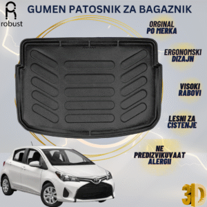 www.samad.mk-3D gumen patosnik za bagaznik za Toyota Yaris 2016-2020 MK3 FL Korito za gepek Robust za site vremenski uslovi