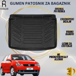 www.samad.mk-3D gumen patosnik za bagaznik za Volkswagen Polo 6Q9N9N3 2002-2005 MK4 Korito za gepek Robust za site vremenski uslovi