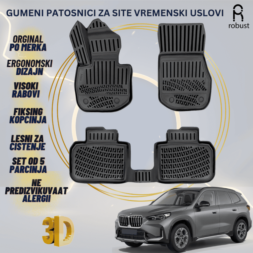 www.samad.mk-3D gumeni patosnici za BMW X1 U11 2022- PHEV Patosnici Robust za site vremenski uslovi
