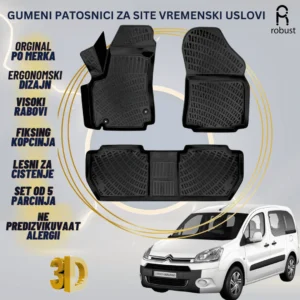 www.samad.mk-3D gumeni patosnici za Citroen Berlingo 2008-2015 Patosnici Robust za site vremenski uslovi