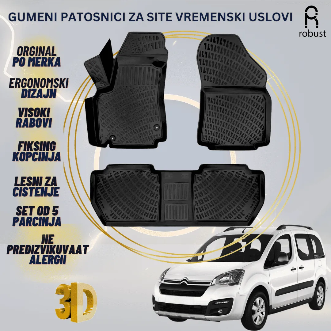 www.samad.mk-3D gumeni patosnici za Citroen Berlingo 2015-2018 FL Patosnici Robust za site vremenski uslovi