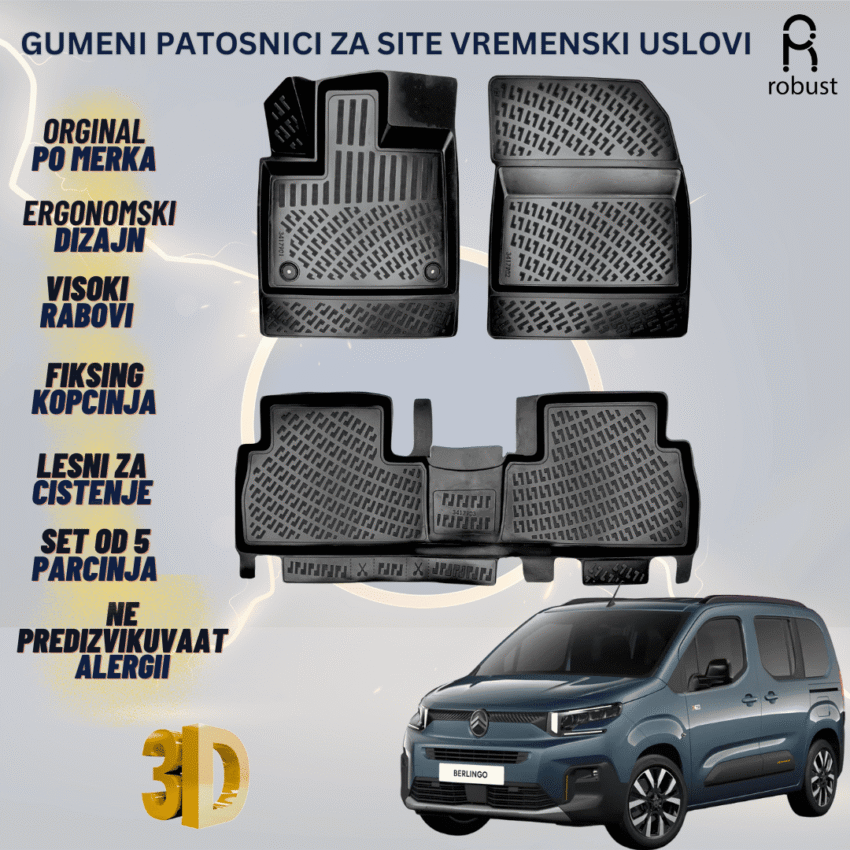 www.samad.mk-3D gumeni patosnici za Citroen Berlingo 2023- FL Patosnici Robust za site vremenski uslovi