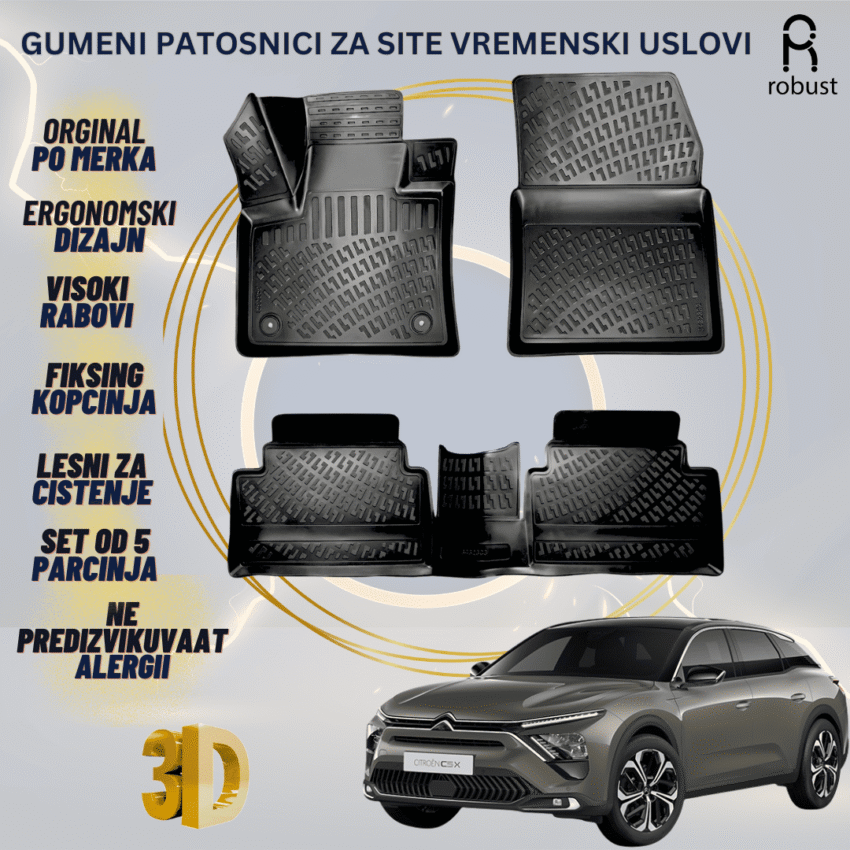 www.samad.mk-3D gumeni patosnici za Citroen C5 X 2021- Patosnici Robust za site vremenski uslovi