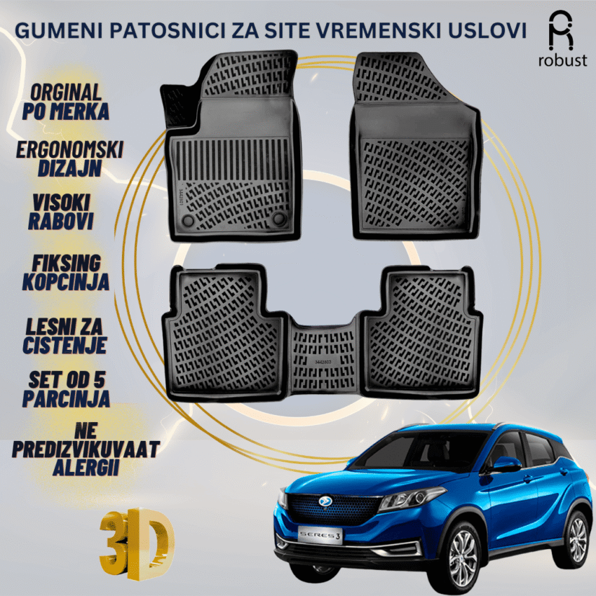 www.samad.mk-3D gumeni patosnici za DFSK Seres 3 2021 Patosnici Robust za site vremenski uslovi
