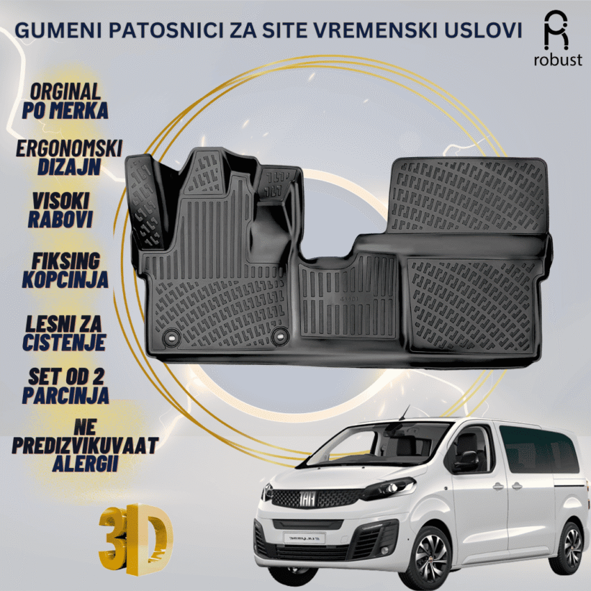 www.samad.mk-3D gumeni patosnici za Fiat Ulysee 2021-2023 Patosnici Robust za site vremenski uslovi