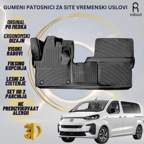 www.samad.mk-3D gumeni patosnici za Fiat Ulysee 2024- FL Patosnici Robust za site vremenski uslovi