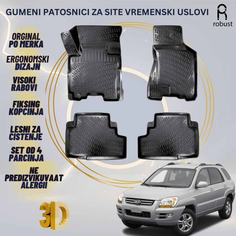 www.samad.mk-3D gumeni patosnici za Kia Sportage МК 2 2005-2008 Patosnici Robust za site vremenski uslovi