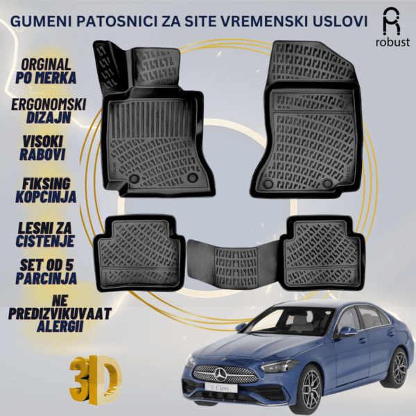 www.samad.mk-3D gumeni patosnici za MB C-Class W206 2021 Patosnici Robust za site vremenski uslovi