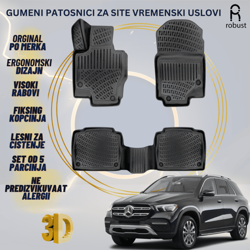 www.samad.mk-3D gumeni patosnici za MB GLE W167 2019 Patosnici Robust za site vremenski uslovi