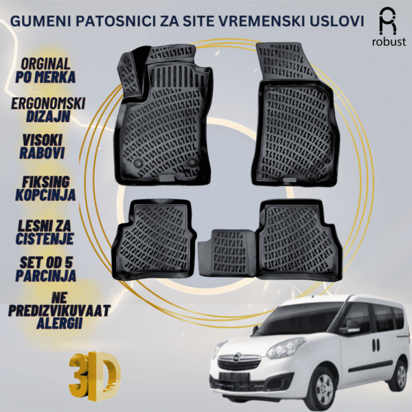 www.samad.mk-3D gumeni patosnici za Opel Combo D 2012-2018 Patosnici Robust za site vremenski uslovi