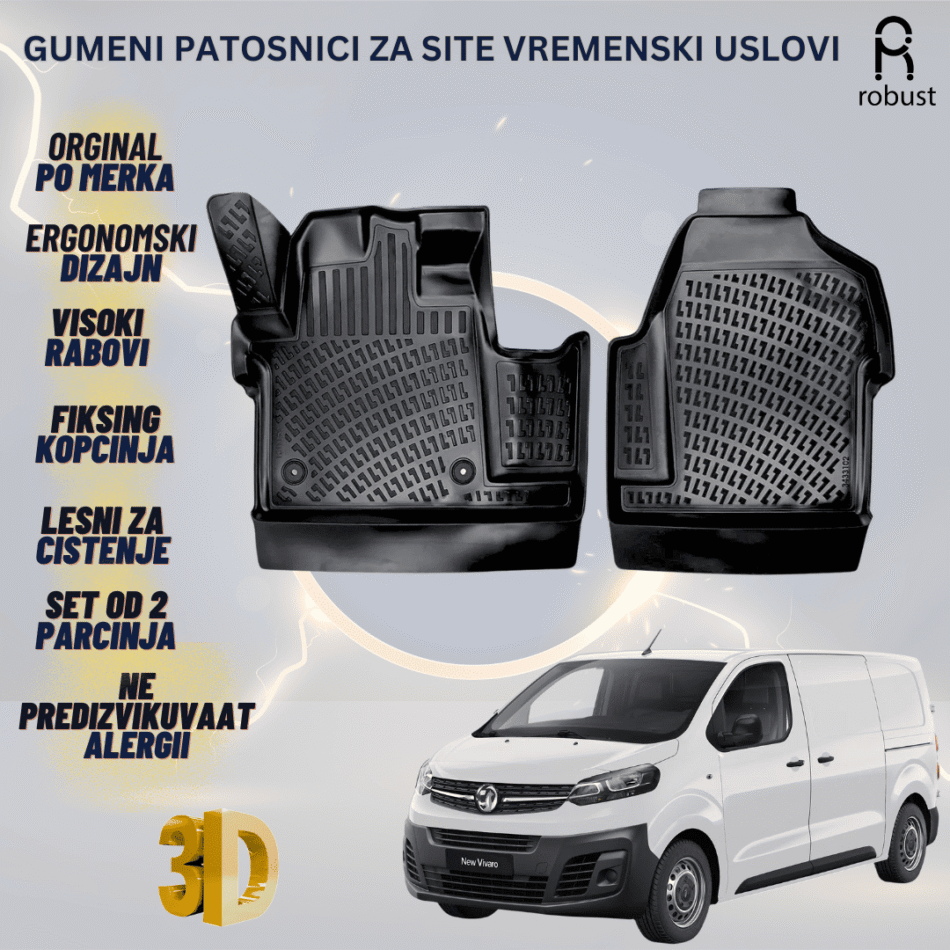 www.samad.mk-3D gumeni patosnici za Opel Vivaro 2019-2023 Patosnici Robust za site vremenski uslovi