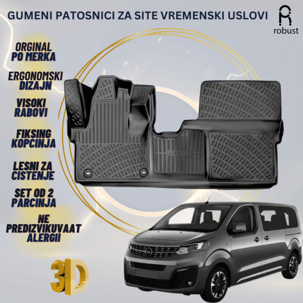 www.samad.mk-3D gumeni patosnici za Opel Zafira Life 2019-2023 Patosnici Robust za site vremenski uslovi