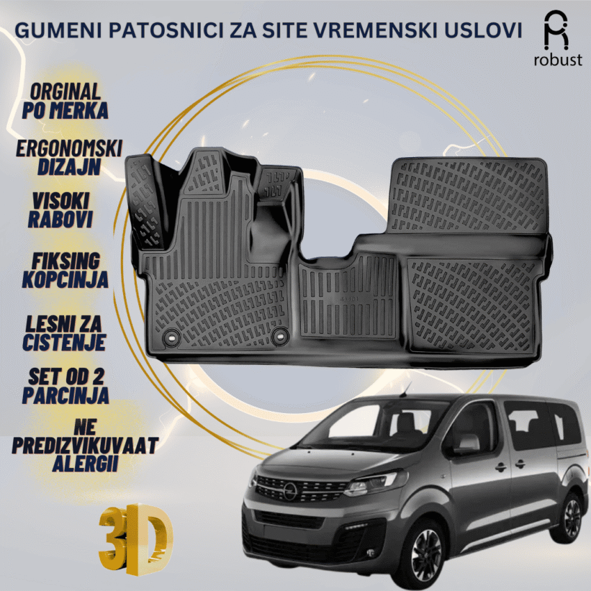 www.samad.mk-3D gumeni patosnici za Opel Zafira Life 2019-2023 Patosnici Robust za site vremenski uslovi