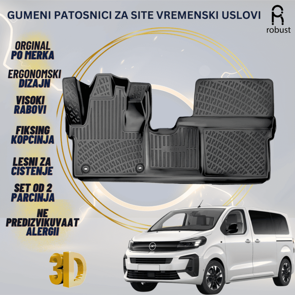 www.samad.mk-3D gumeni patosnici za Opel Zafira Life 2024- FL Patosnici Robust za site vremenski uslovi
