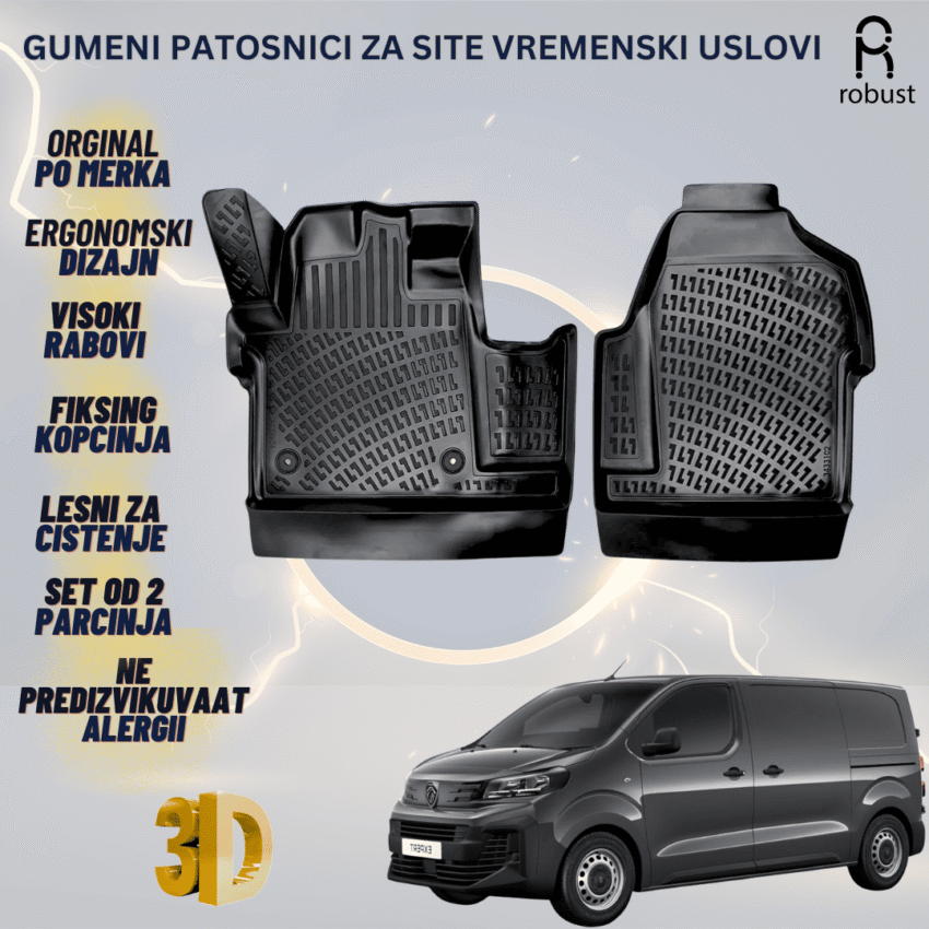 www.samad.mk-3D gumeni patosnici za Peugeot Expert 2024- FL Patosnici Robust za site vremenski uslovi