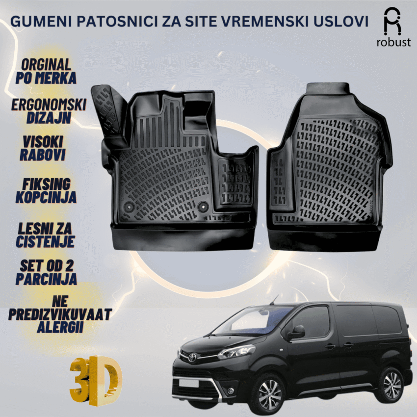 www.samad.mk-3D gumeni patosnici za Toyota ProAce 2016-2023 Patosnici Robust za site vremenski uslovi