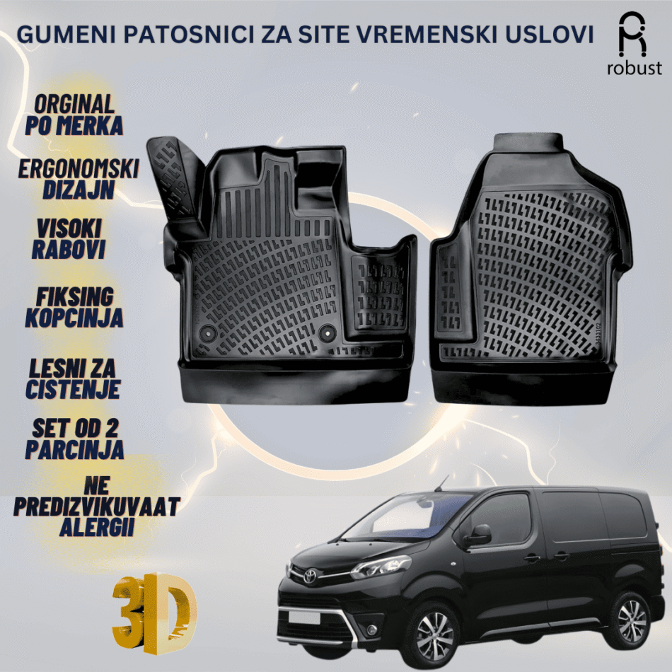 www.samad.mk-3D gumeni patosnici za Toyota ProAce 2016-2023 Patosnici Robust za site vremenski uslovi