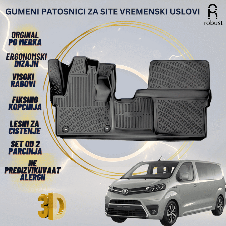 www.samad.mk-3D gumeni patosnici za Toyota ProAce Verso 2016-2023 Patosnici Robust za site vremenski uslovi