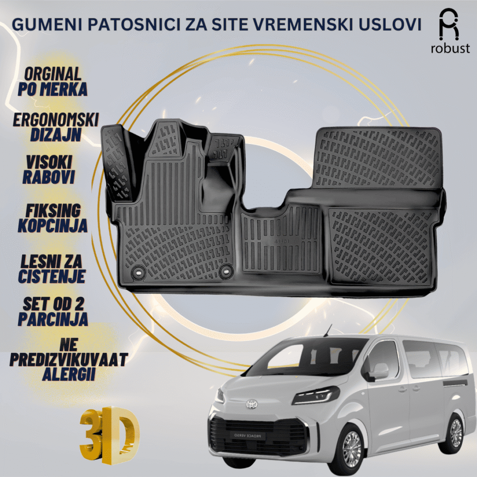 www.samad.mk-3D gumeni patosnici za Toyota ProAce Verso 2024- FL Patosnici Robust za site vremenski uslovi
