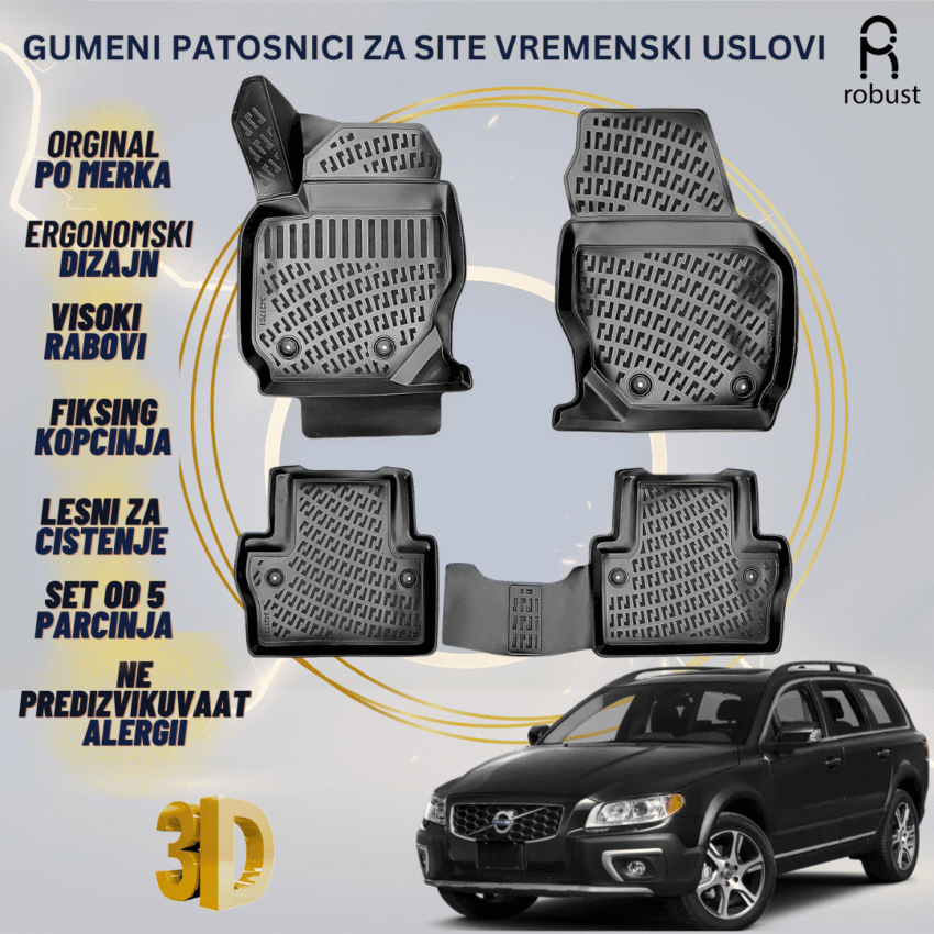 www.samad.mk-3D gumeni patosnici za VOLVO XC70 2007-2016 Patosnici Robust za site vremenski uslovi