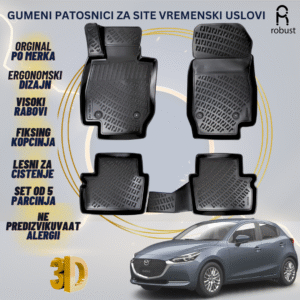 www.samad.mk-3D gumeni patosnici za Mazda 2 2019-2023 FL Patosnici Robust za site vremenski uslovi