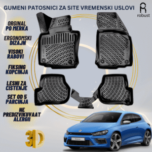 www.samad.mk-3D gumeni patosnici za Volkswagen Scirocco 2008-2017 Patosnici Robust za site vremenski uslovi